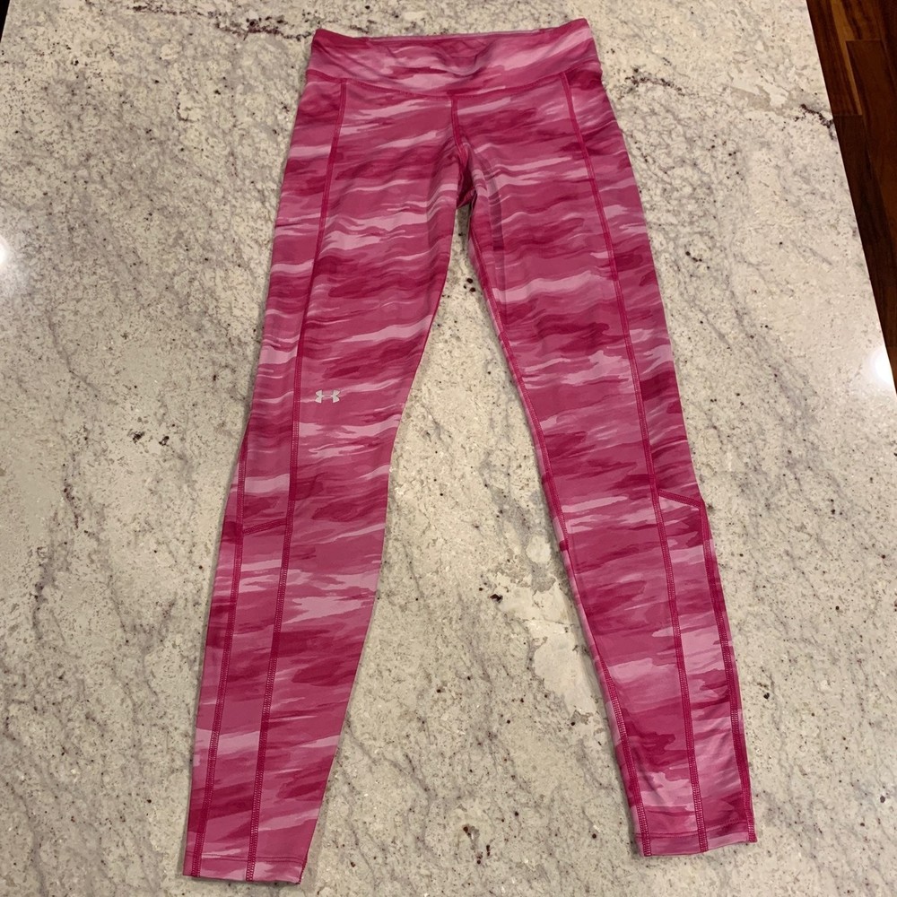 Under Armour Women's HeatGear Pink Sonic Stripes Print leggings; size XS***